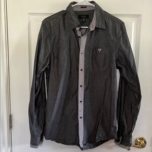 Guess Gray Casual Button Down Shirt